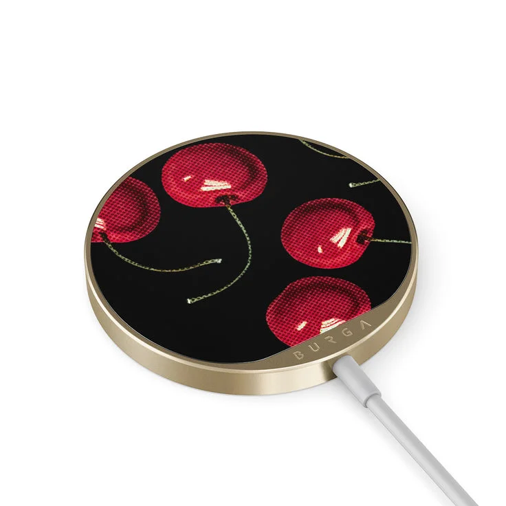 بورجا شاحن لاسلكي مغناطيسي  بقوة  واط معتمد  من بورجا، لوحة شحن سريعة مع كابل  -، متوافق مع أجهزة أندرويد الأحدث و ، تصميم نحيف مناسب للسفر بلون قنبلة الكرز الذهبي